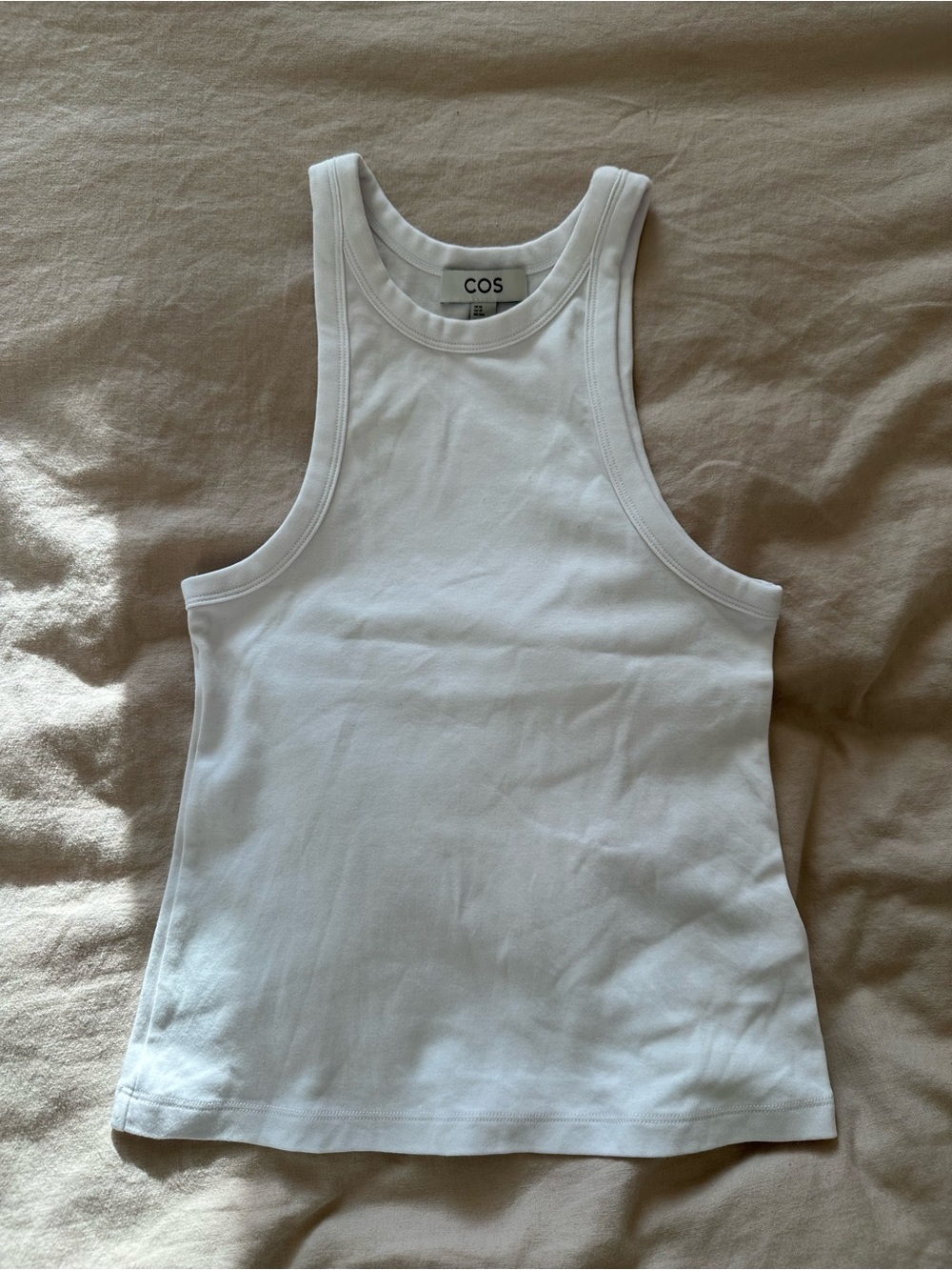 COS White Ribbed Racerback Tank